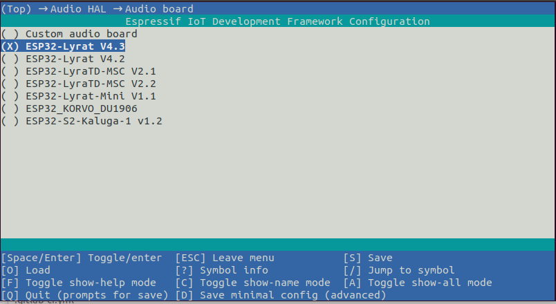 Project configuration - Board selection