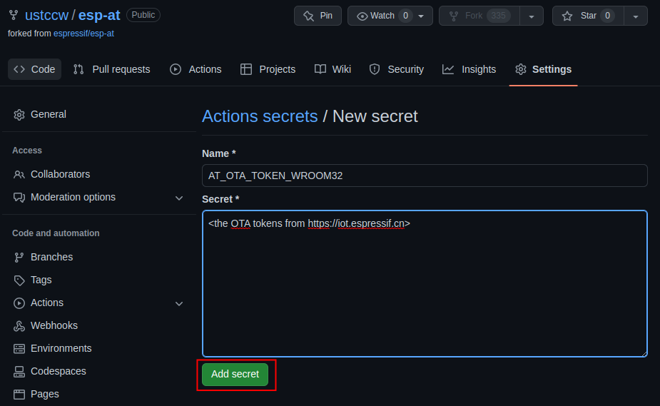 Create Secret
