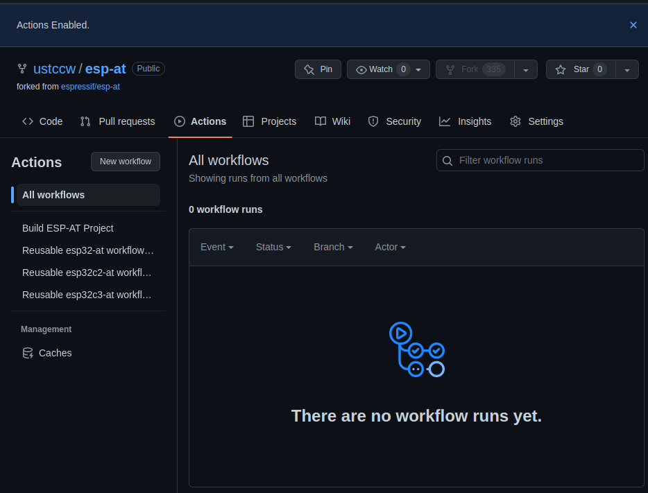 启用 GitHub Actions 完成