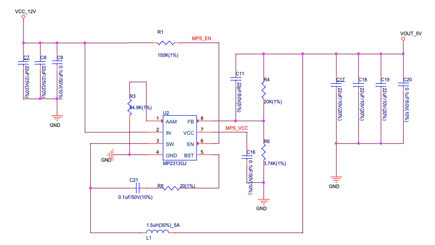 12 V 至 5 V 降压电源
