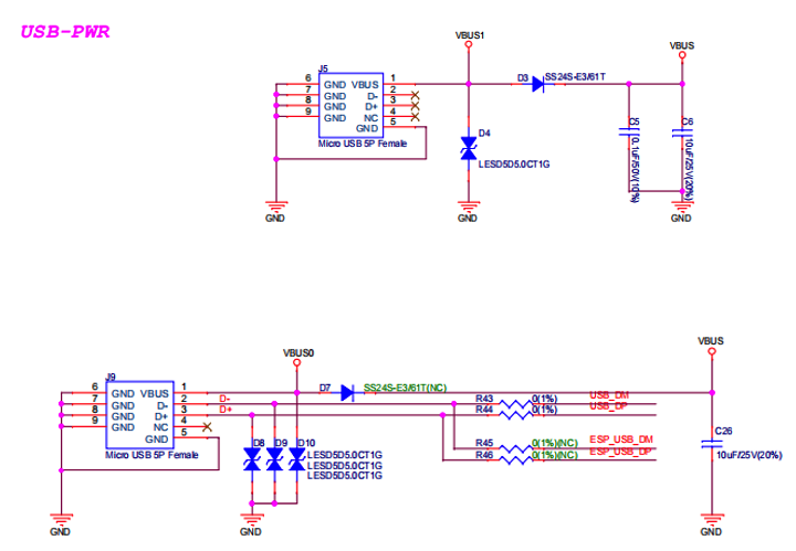 ESP32-C3-Lyra - 专用 USB 电源端口