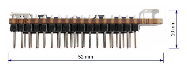 ESP32-PICO-KIT v4 dimensions - side (with male headers)