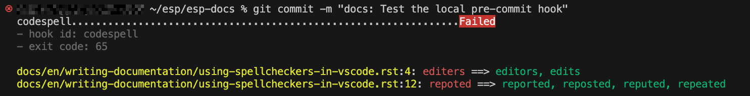 Suggested Corrections from ``codespell``