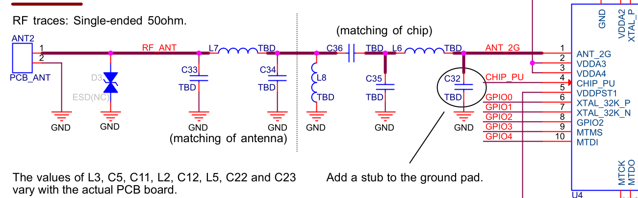 ESP32-C61 Schematic for RF Matching