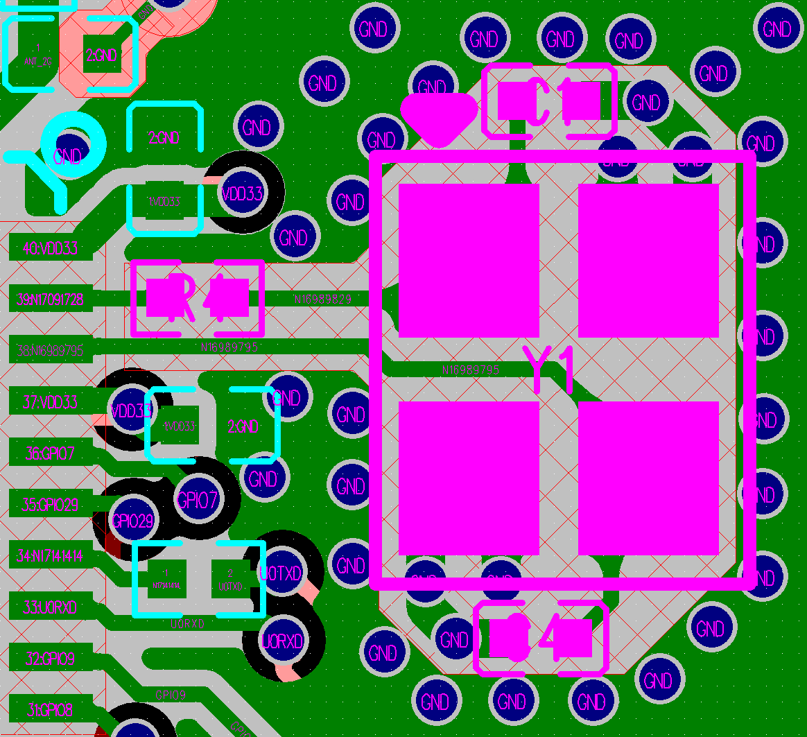 ESP32-C61 系列芯片晶振设计(顶层有 keep-out)
