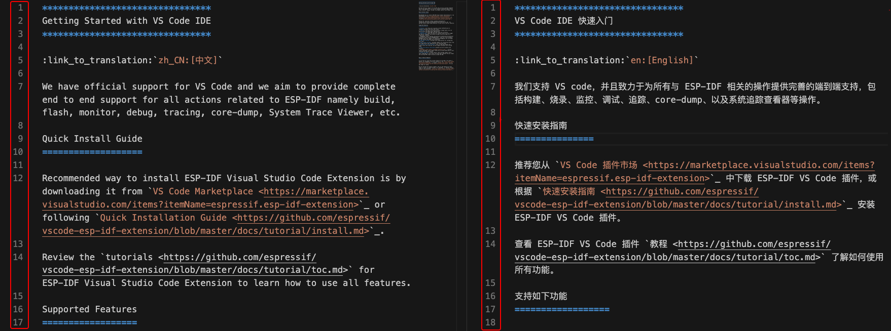 Keep the line number for EN and CN files consistent (click to enlarge)