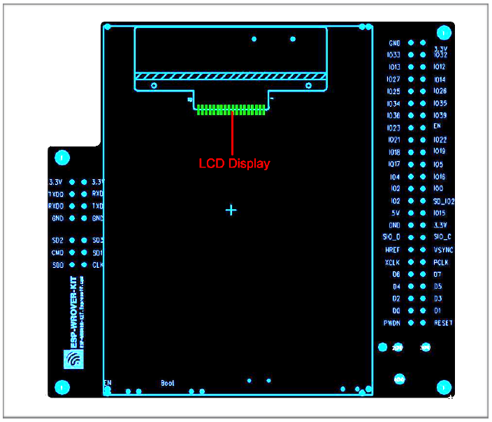 ESP-WROVER-KIT board layout - back
