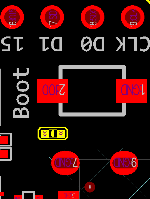 Location of C15 (colored yellow) on ESP32-DevKitC V4 board