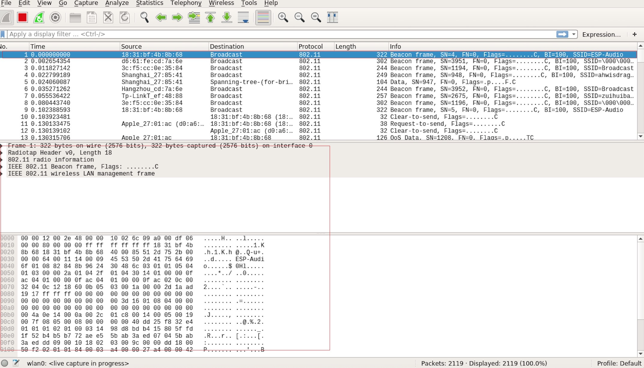 Example of Packet List Details