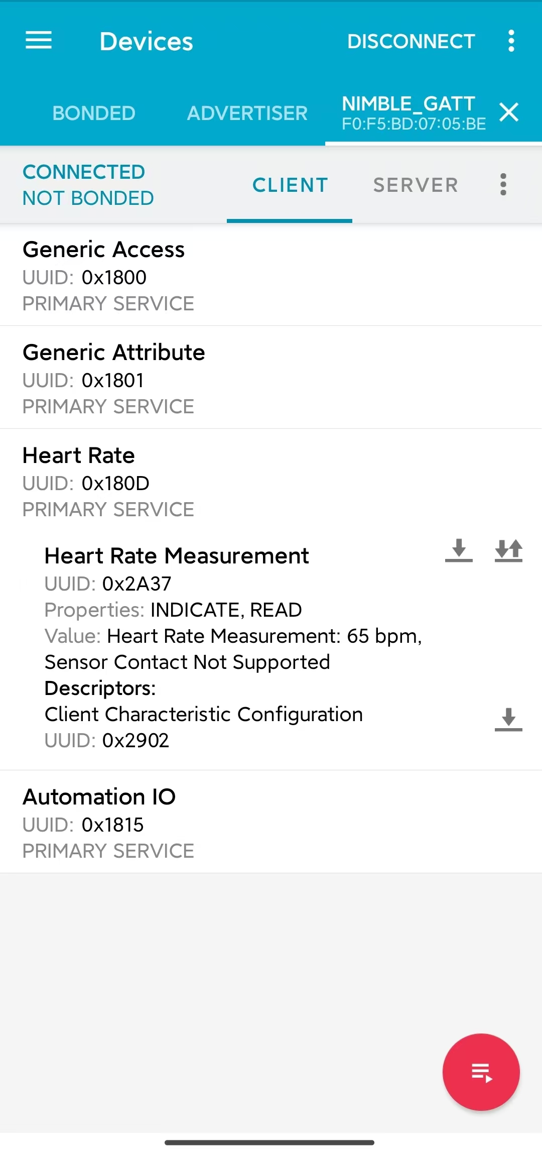 Read Heart Rate Characteristic Data