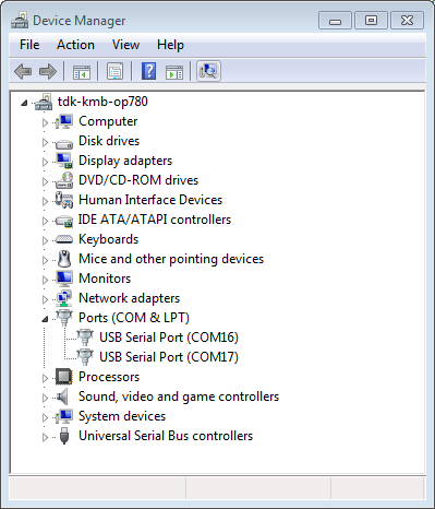 Windows 设备管理器中 ESP-WROVER-KIT 的两个 USB 串行端口