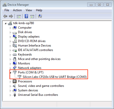 Windows 设备管理器中 ESP32-DevKitC 的 USB 至 UART 桥