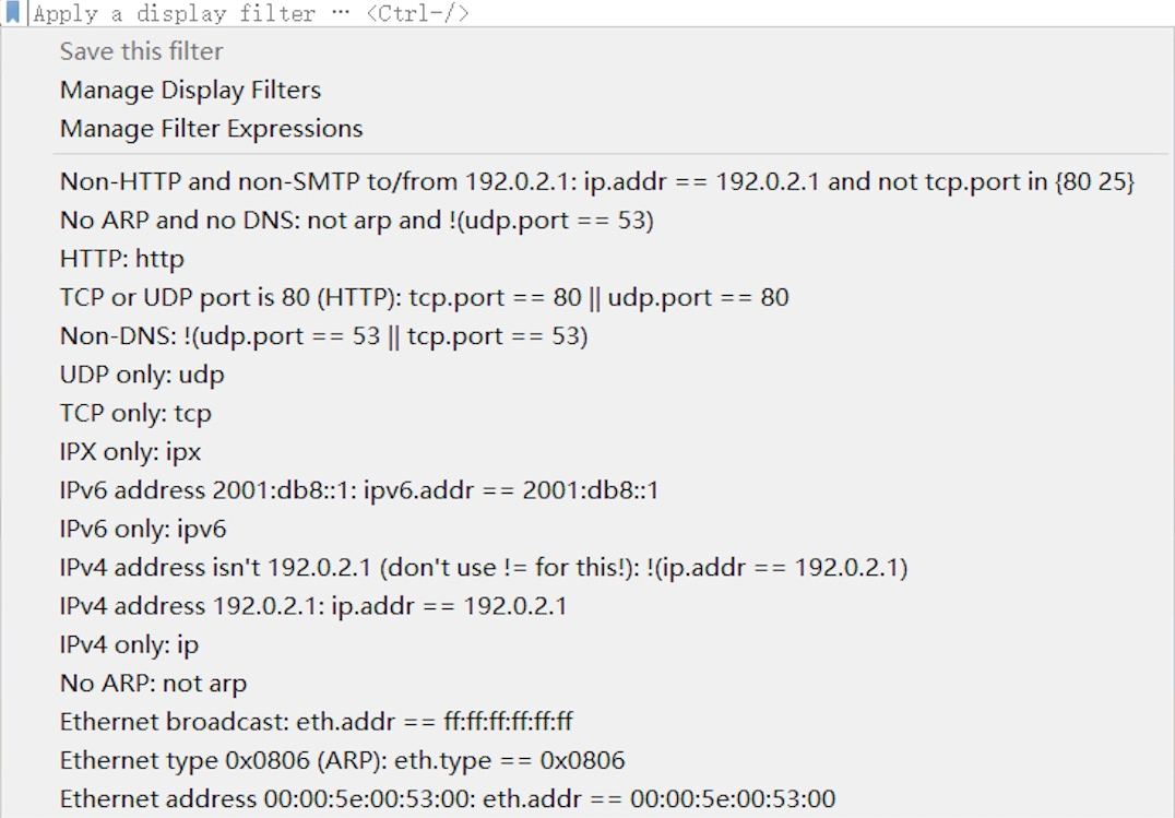 *Display Filter* 对话框