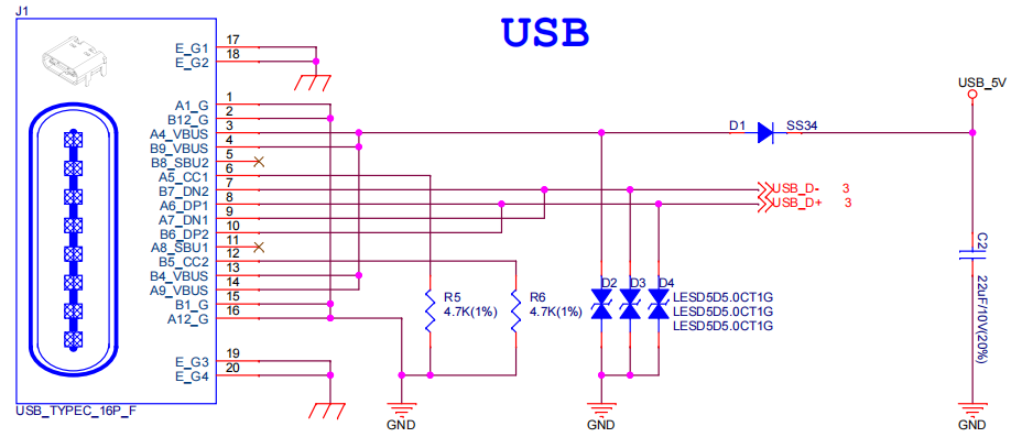ESP32-S3-LCD-EV-Board - USB-to-USB Power Supply