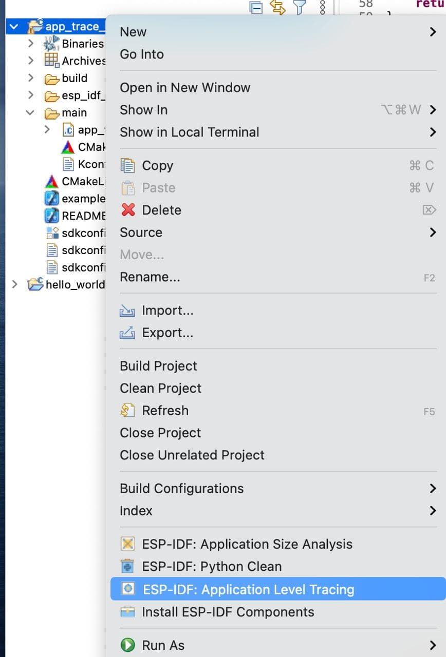 Application Level Tracing option in the context menu