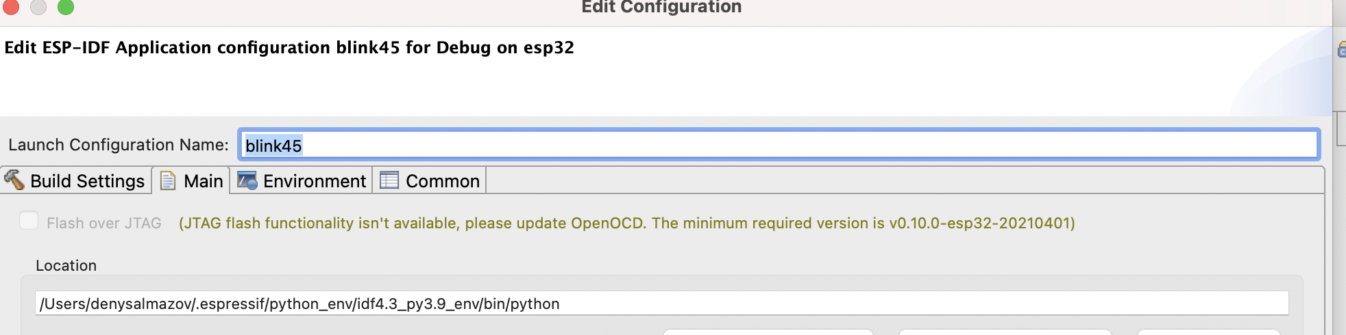 OpenOCD update required message