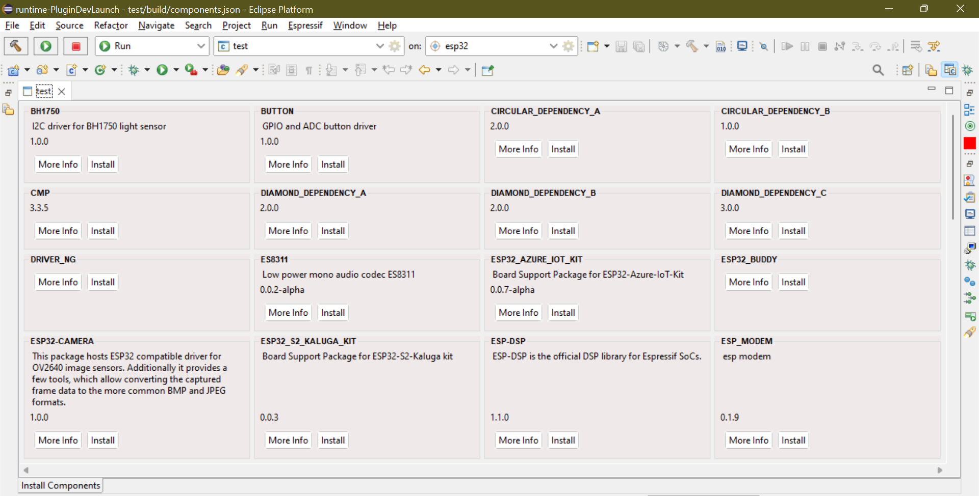 ESP-IDF Components Window