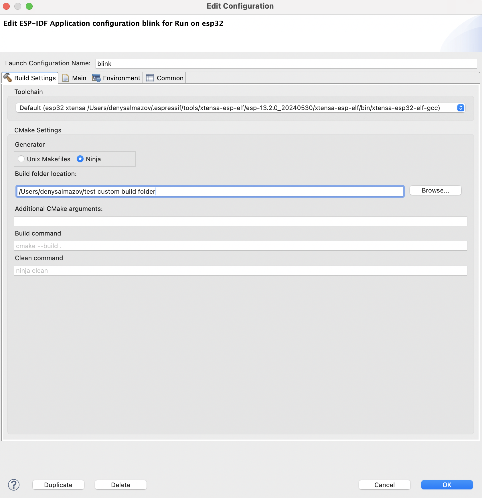 Custom Build Directory Configuration
