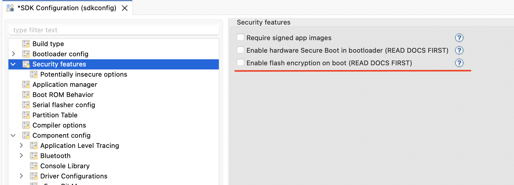 flash 加密 sdkconfig