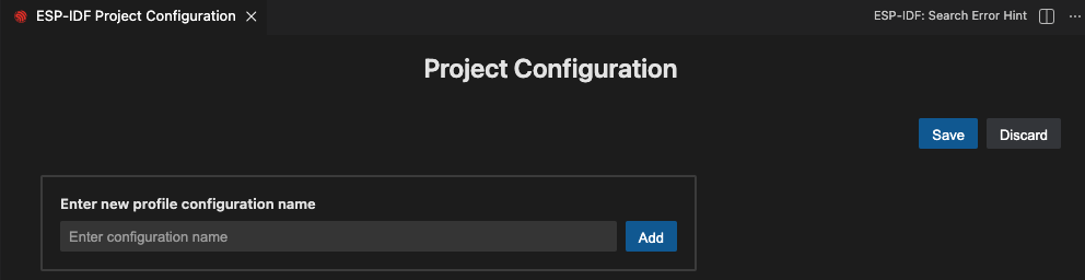 Enter new profile configuration name